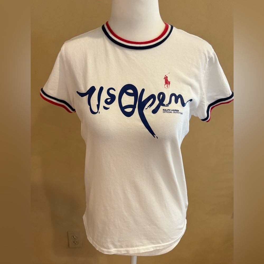 Ralph Lauren Women's US Open Logo Cotton Tee in Pure White XS